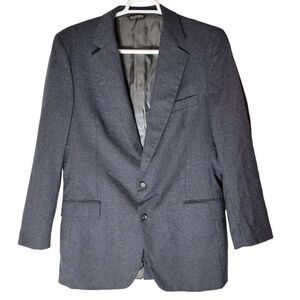 John Alexander Mens Jacket Blazer Pure New  Wool Dark Gray 42L‎ Vintage 2 Button